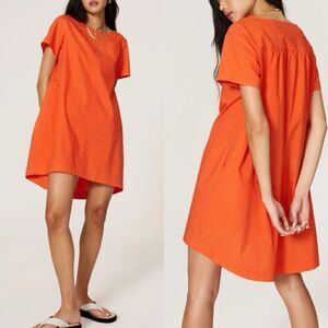 PETER SOM Collective Dress Womens 4 Orange T-Shirt Shift Cotton Stretch Pockets
